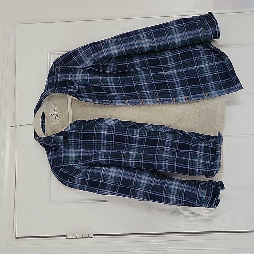 Lee Valley Ireland Small Blue Plaid Fleece Lined Long Sleeve Shirt